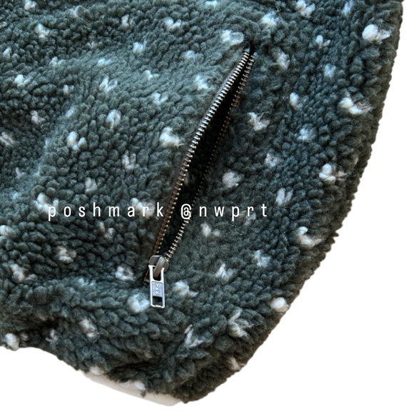 THE GREAT🏕️ Countryside Sherpa Heart Sweater Pullover Jacket Olive Green 0 XS - Picture 7 of 13